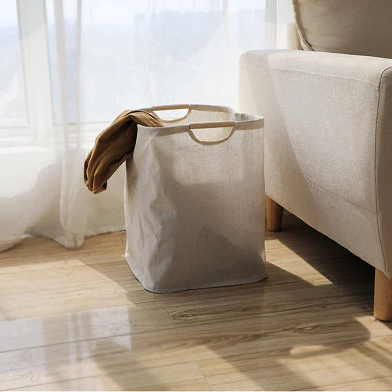 Japanese Cotton Linen Laundry Basket - Collapsible Storage Basket