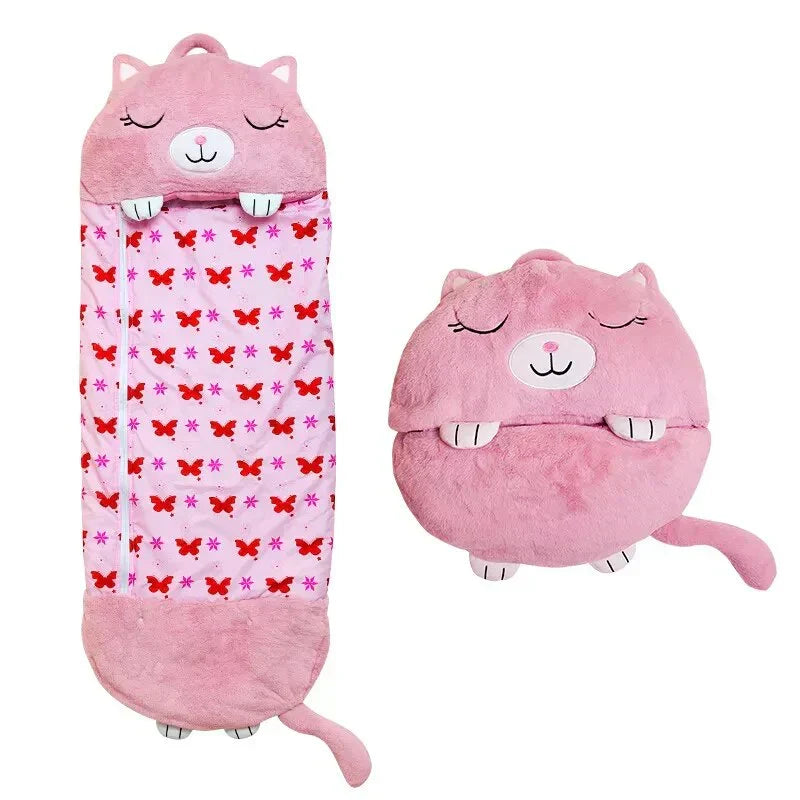 Kids' Sleeping Bag & Plush Toy Combo - Animal Design