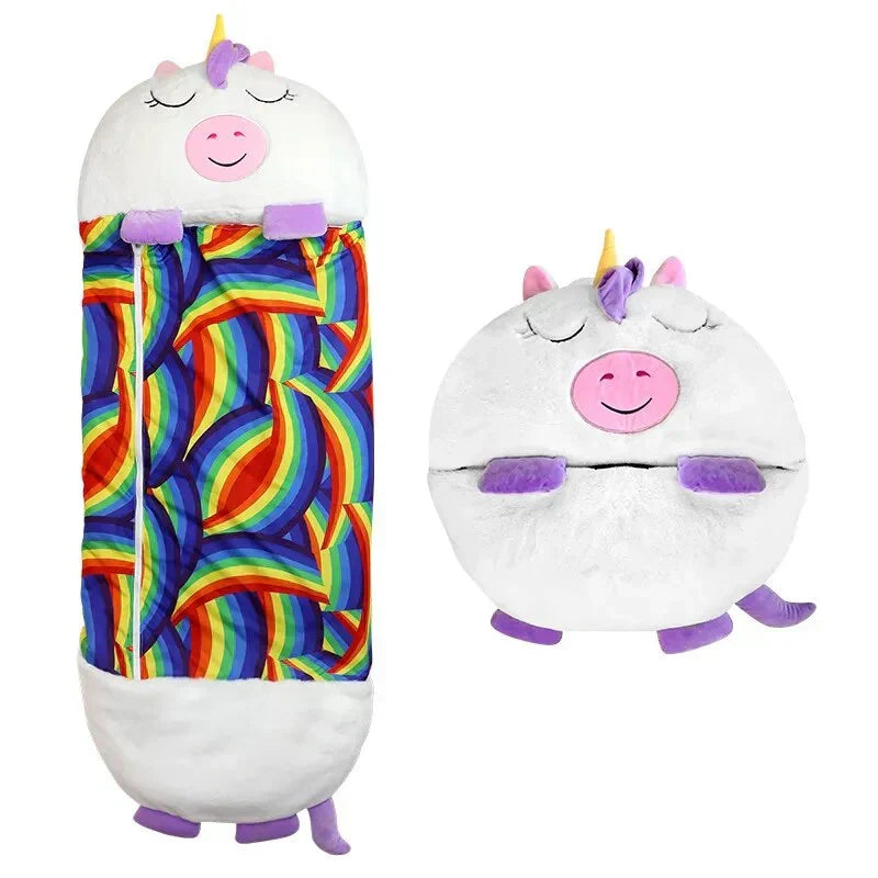 Kids' Sleeping Bag & Plush Toy Combo - Animal Design