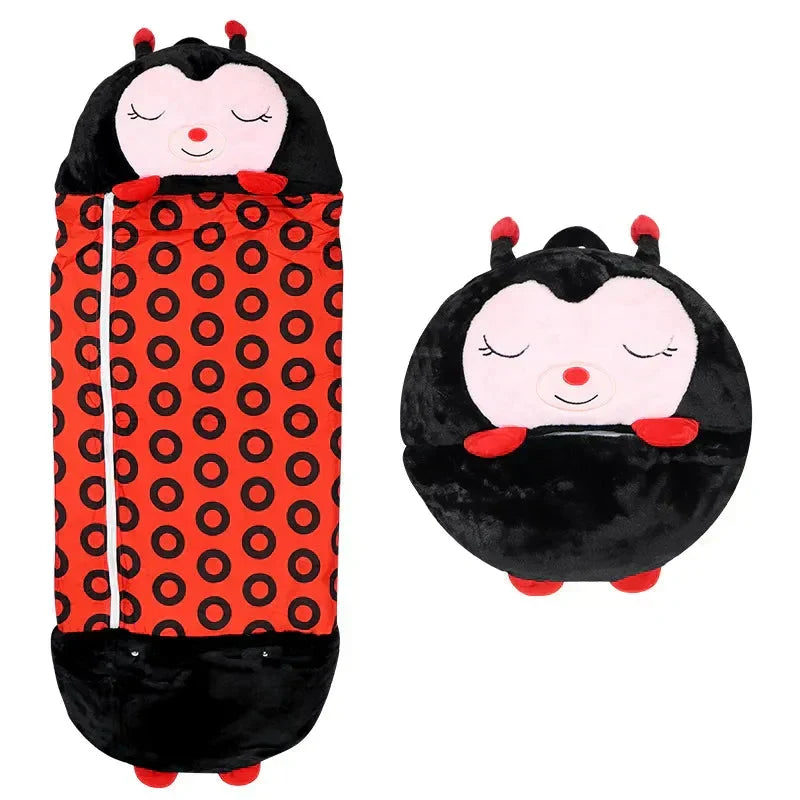 Kids' Sleeping Bag & Plush Toy Combo - Animal Design
