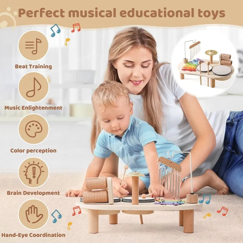Kids' Wooden Musical Activity Station