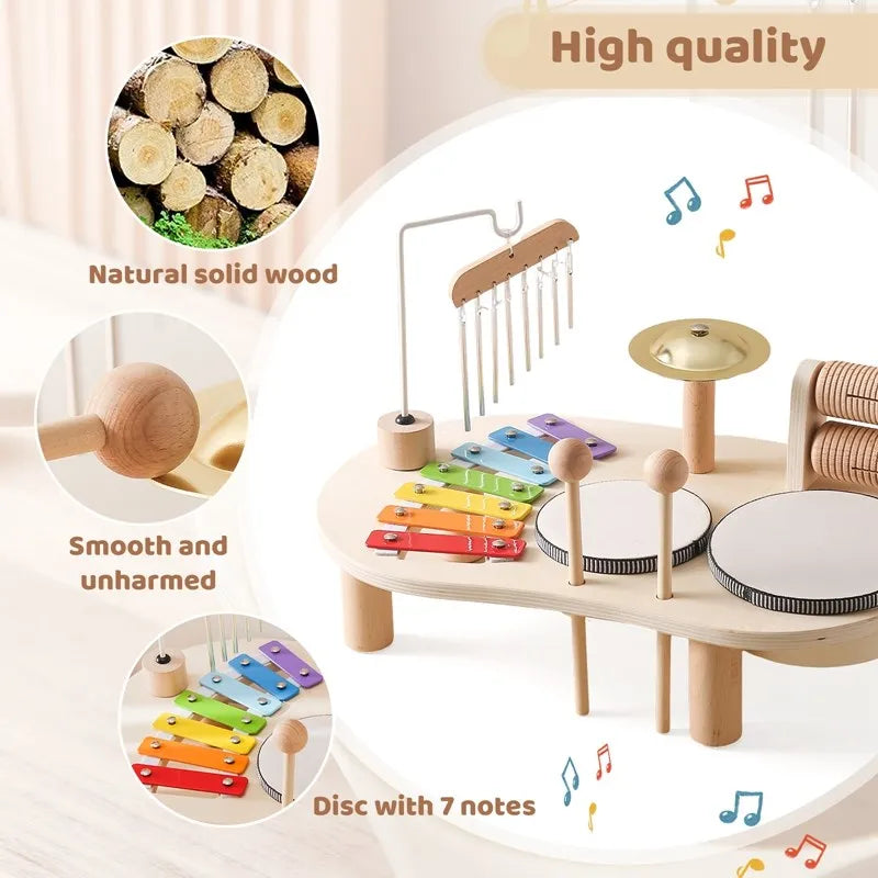 Kids' Wooden Musical Activity Station
