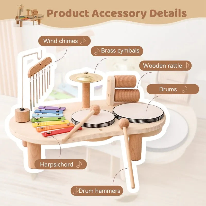 Kids' Wooden Musical Activity Station