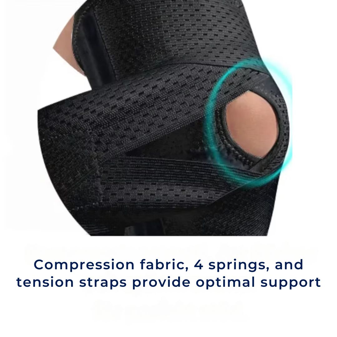 Knee Pads with Supportive Compression Springs and Tension Strap – for Stability, Pain Relief, and Protection
