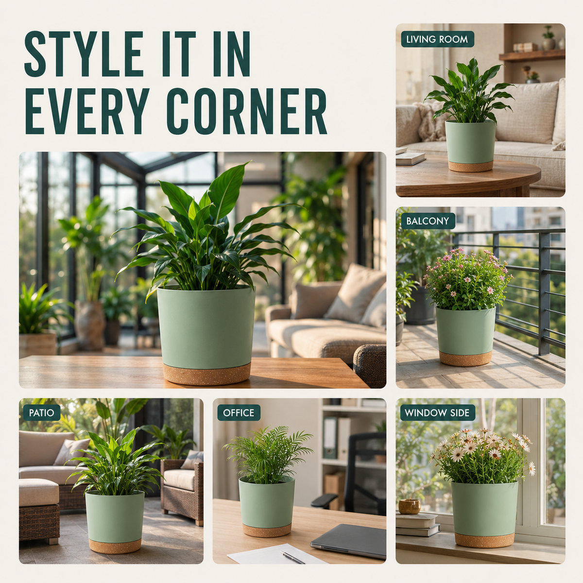 Large Lightweight Pot with Drainage Holes