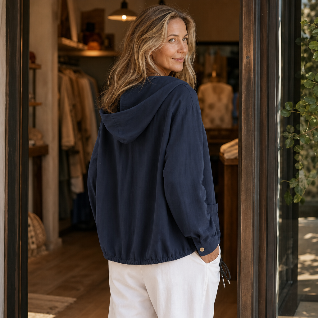 Lightweight Adjustable Drawstring Hooded Jacket