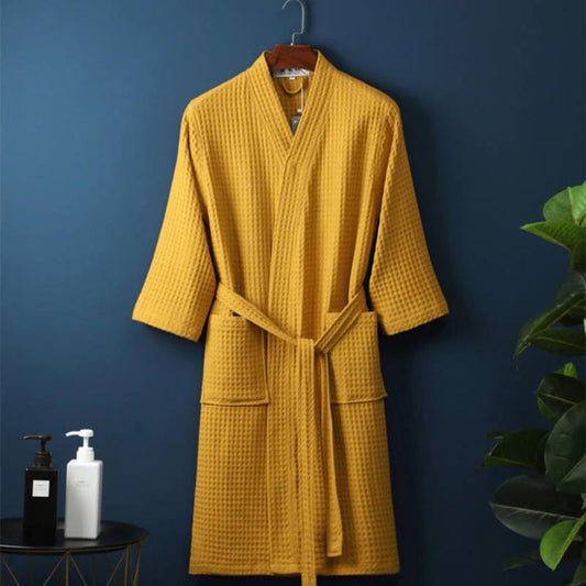 Lightweight Waffle Cotton Terry Bathrobe for Couples