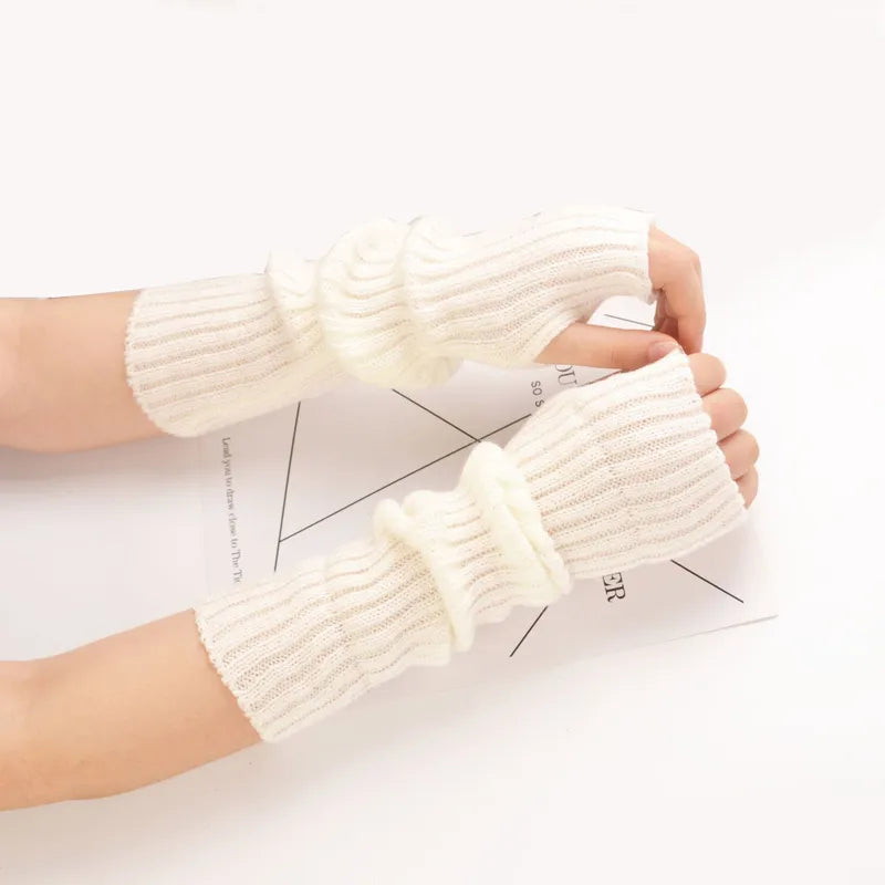 Long Knitted Fingerless Gloves