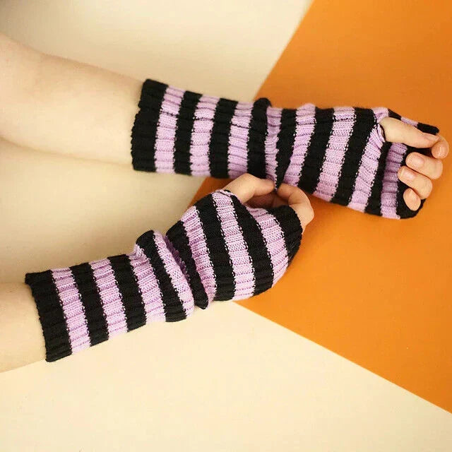 Long Knitted Fingerless Gloves