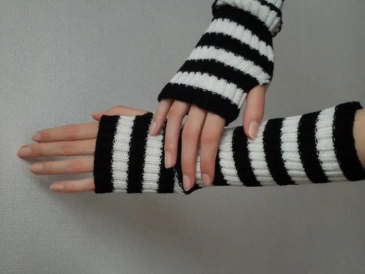 Long Knitted Fingerless Gloves