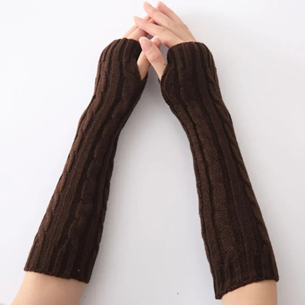 Long Knitted Fingerless Gloves