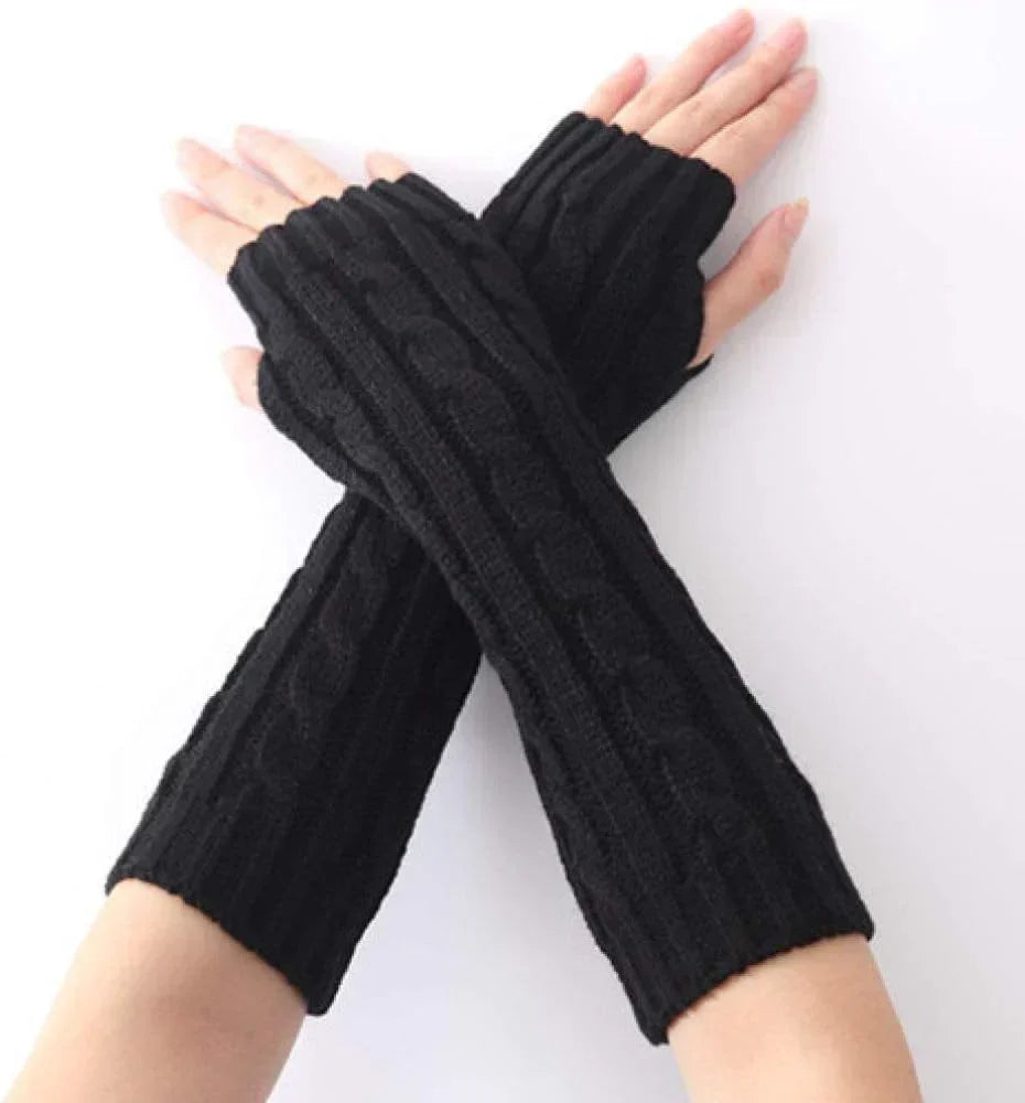 Long Knitted Fingerless Gloves
