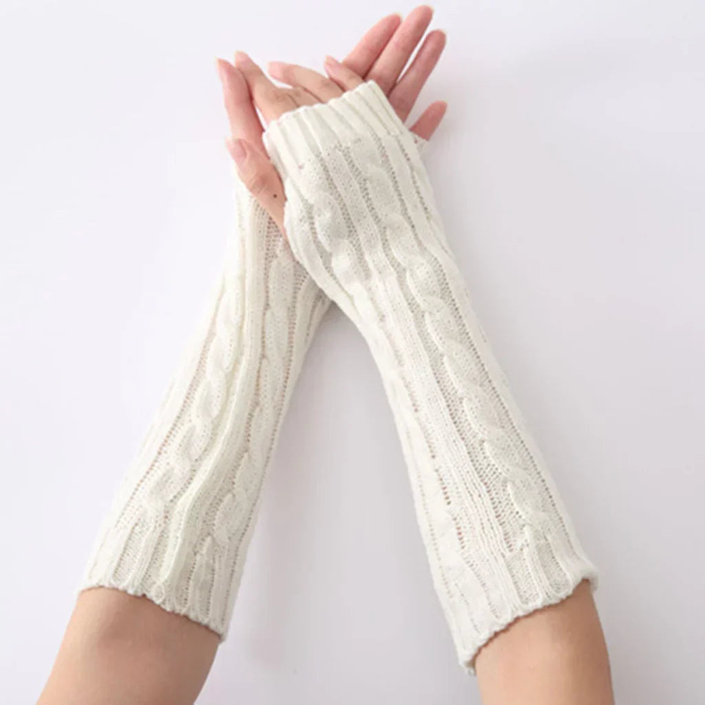 Long Knitted Fingerless Gloves
