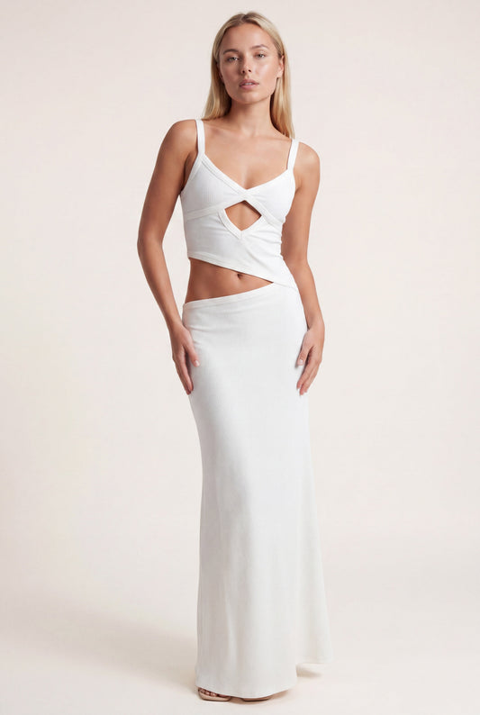 Maxi Dress | Open Back and Bow Detail with Elegant Flair