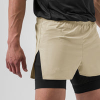 Men's 2-in-1 Sports Shorts with Compression Fit in Breathable Stretch Fabric for Fitness and Athletic Activities