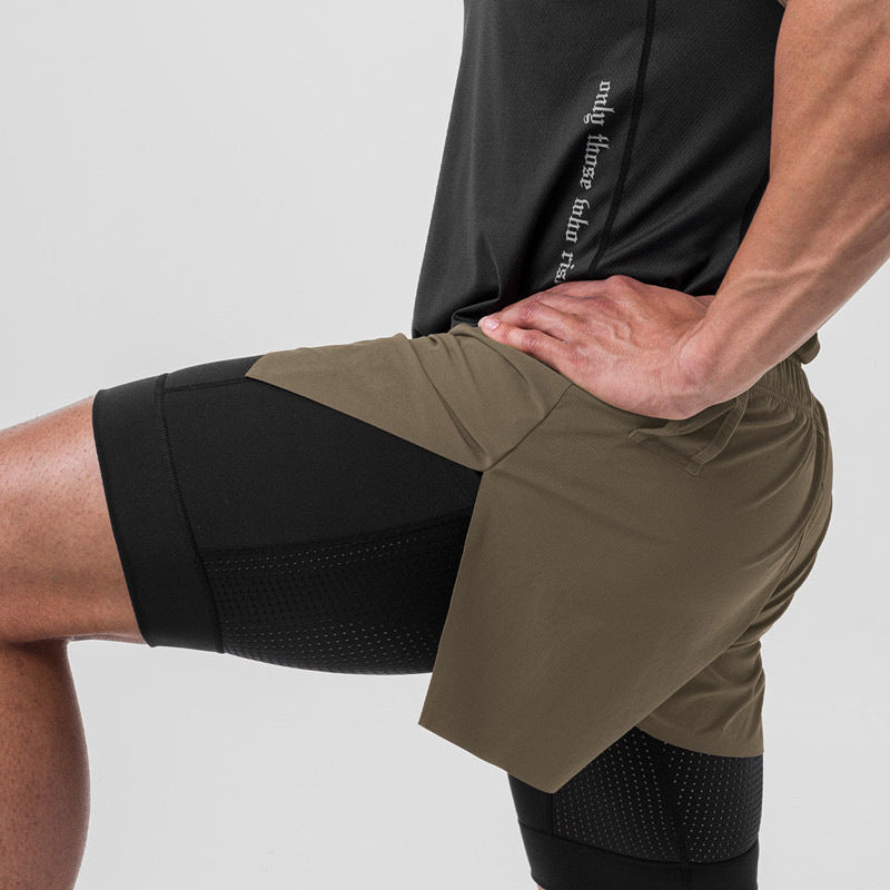 Men's 2-in-1 Sports Shorts with Compression Fit in Breathable Stretch Fabric for Fitness and Athletic Activities