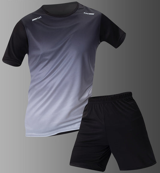Men's Athletic Gradient Sports T-Shirt and Shorts Set