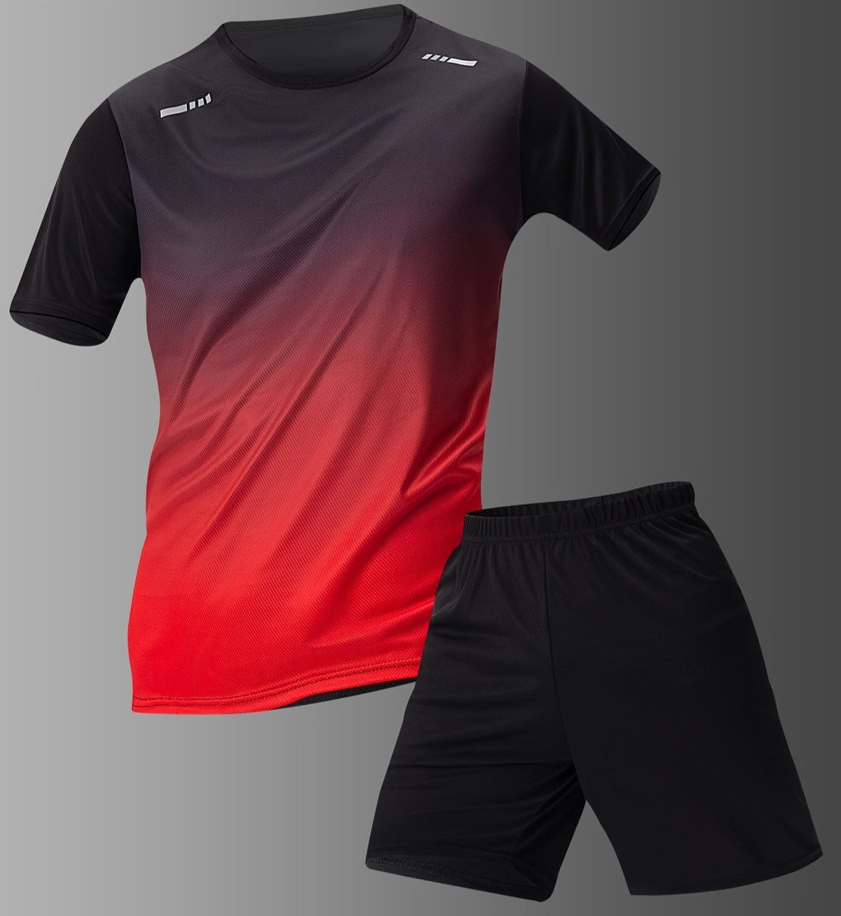 Men's Athletic Gradient Sports T-Shirt and Shorts Set