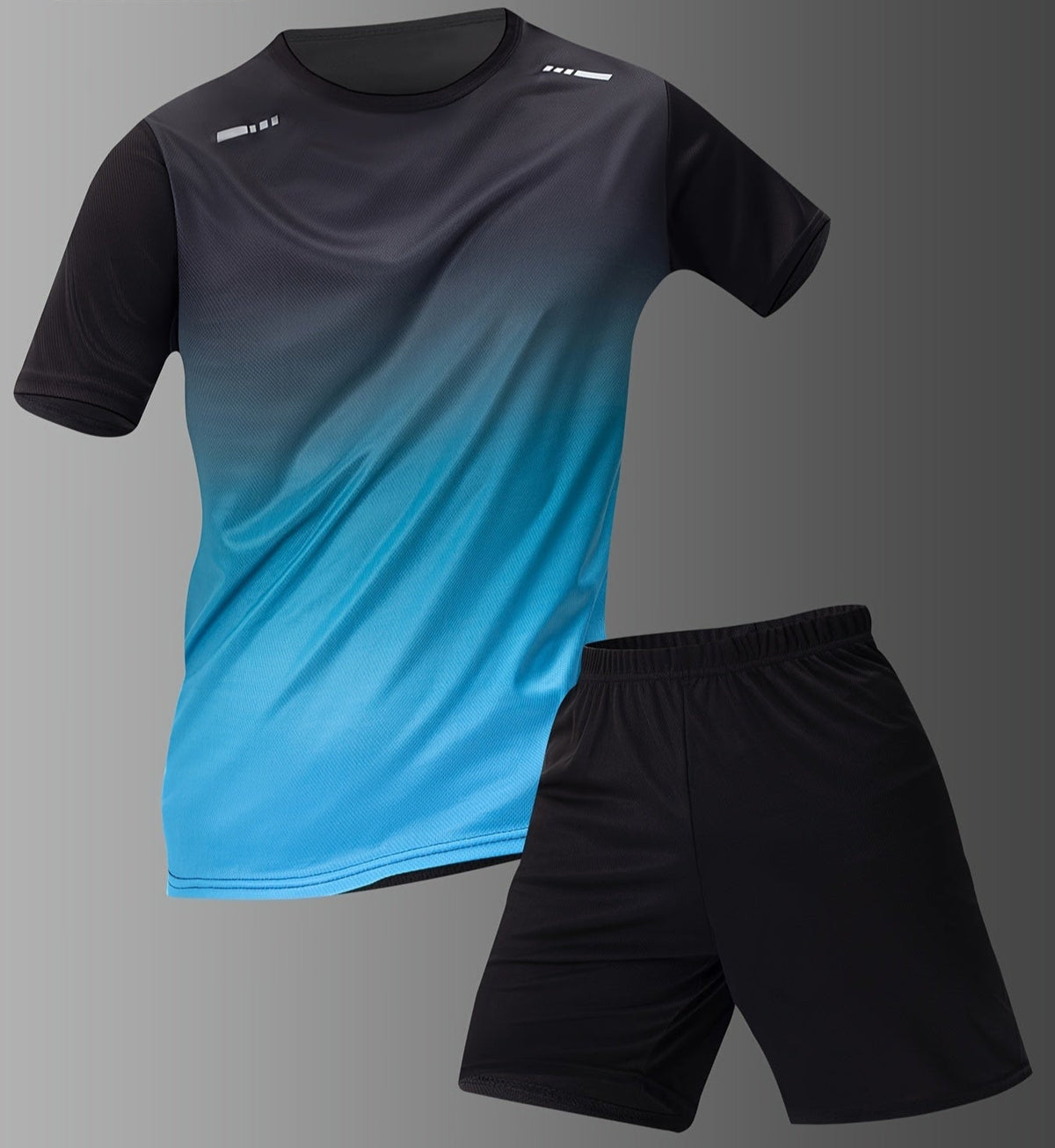 Men's Athletic Gradient Sports T-Shirt and Shorts Set