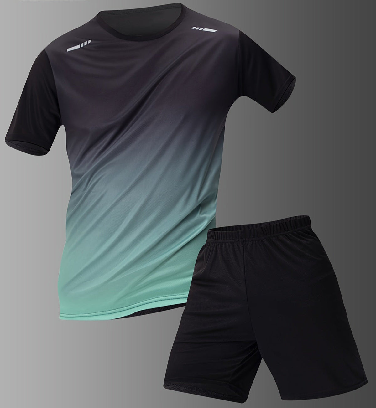 Men's Athletic Gradient Sports T-Shirt and Shorts Set