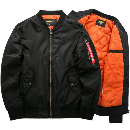 Men's Bomber Jacket with Quilted Lining Casual Outerwear