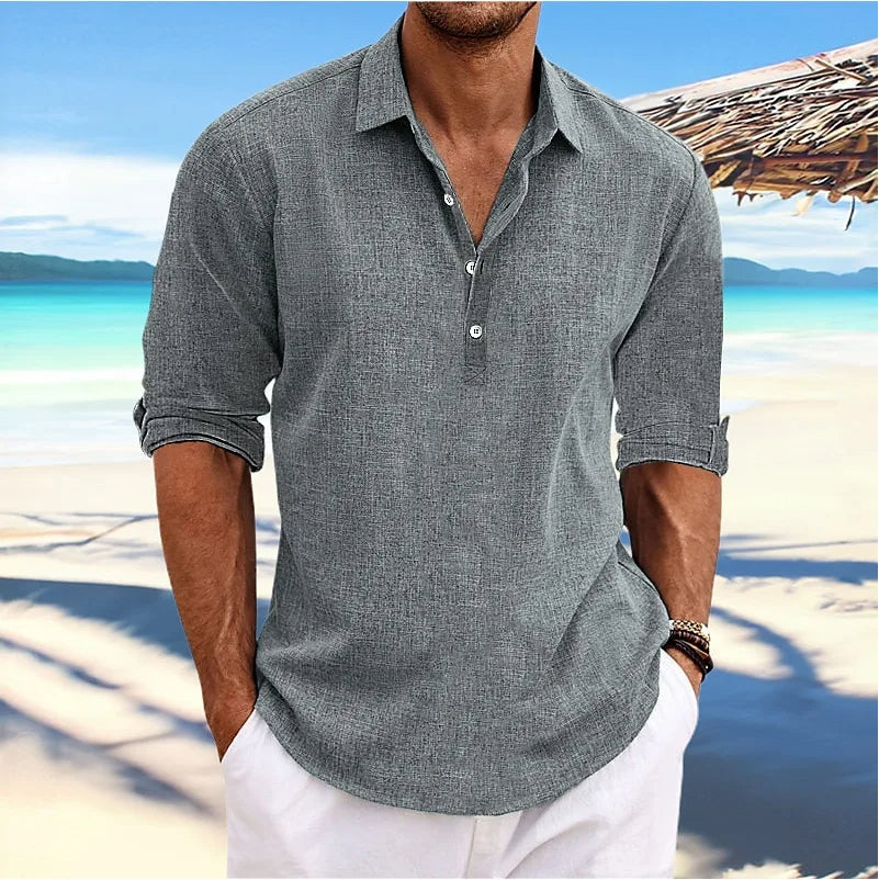 Men's Breathable Linen-Blend Casual Shirt