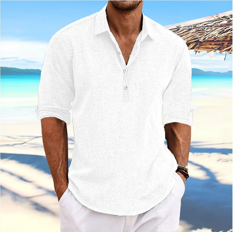 Men's Breathable Linen-Blend Casual Shirt