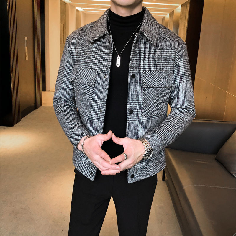 Men's Button-Down Plaid Jacket