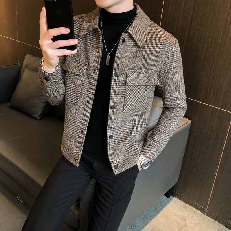Men's Button-Down Plaid Jacket