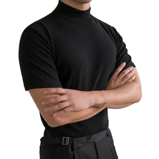 Men's Casual High-Neck T-Shirt for Everyday Wear
