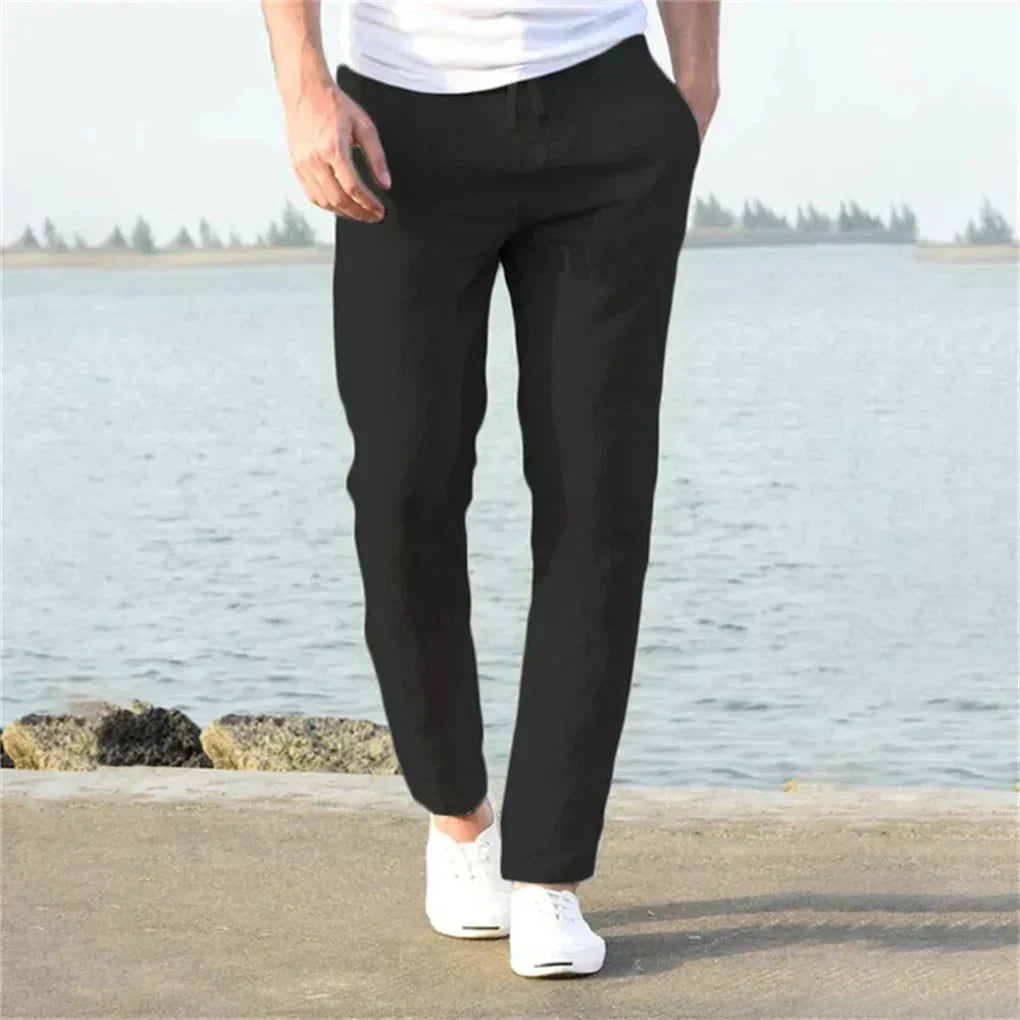 Men's Casual Linen Blend Drawstring Trousers