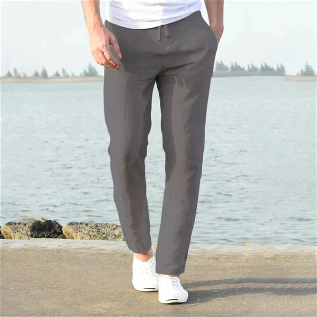Men's Casual Linen Blend Drawstring Trousers