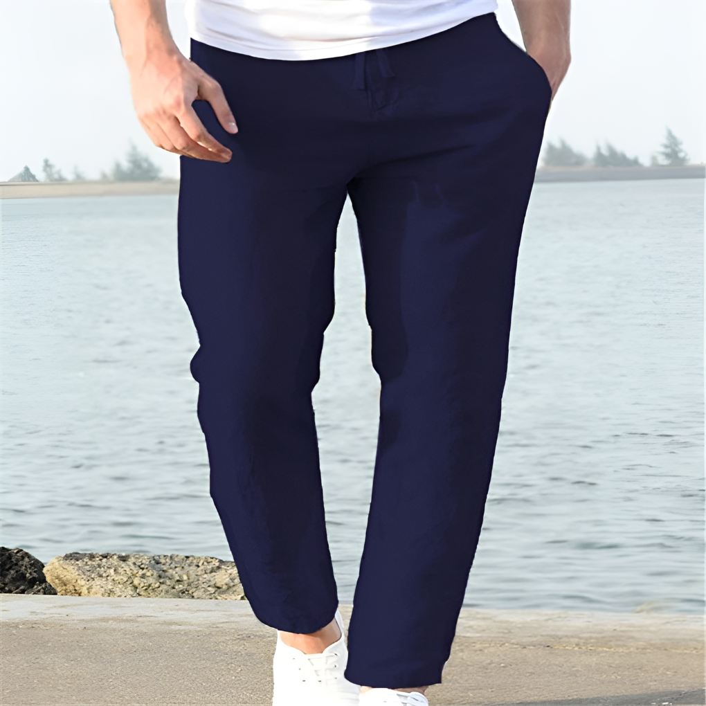 Men's Casual Linen Blend Drawstring Trousers