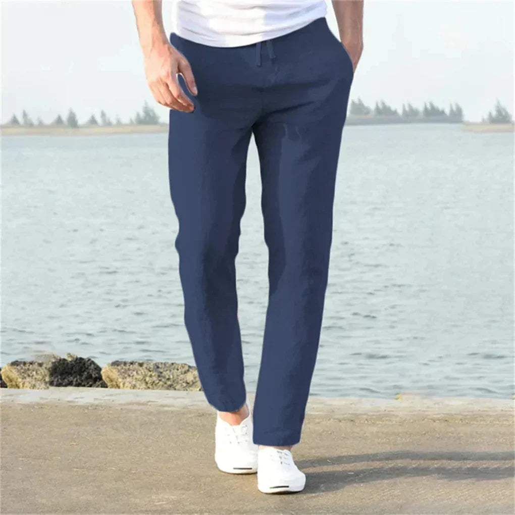 Men's Casual Linen Blend Drawstring Trousers