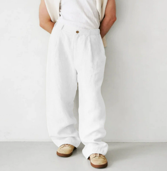 Men's Comfortable Cotton Relaxed Fit Full Length Trousers