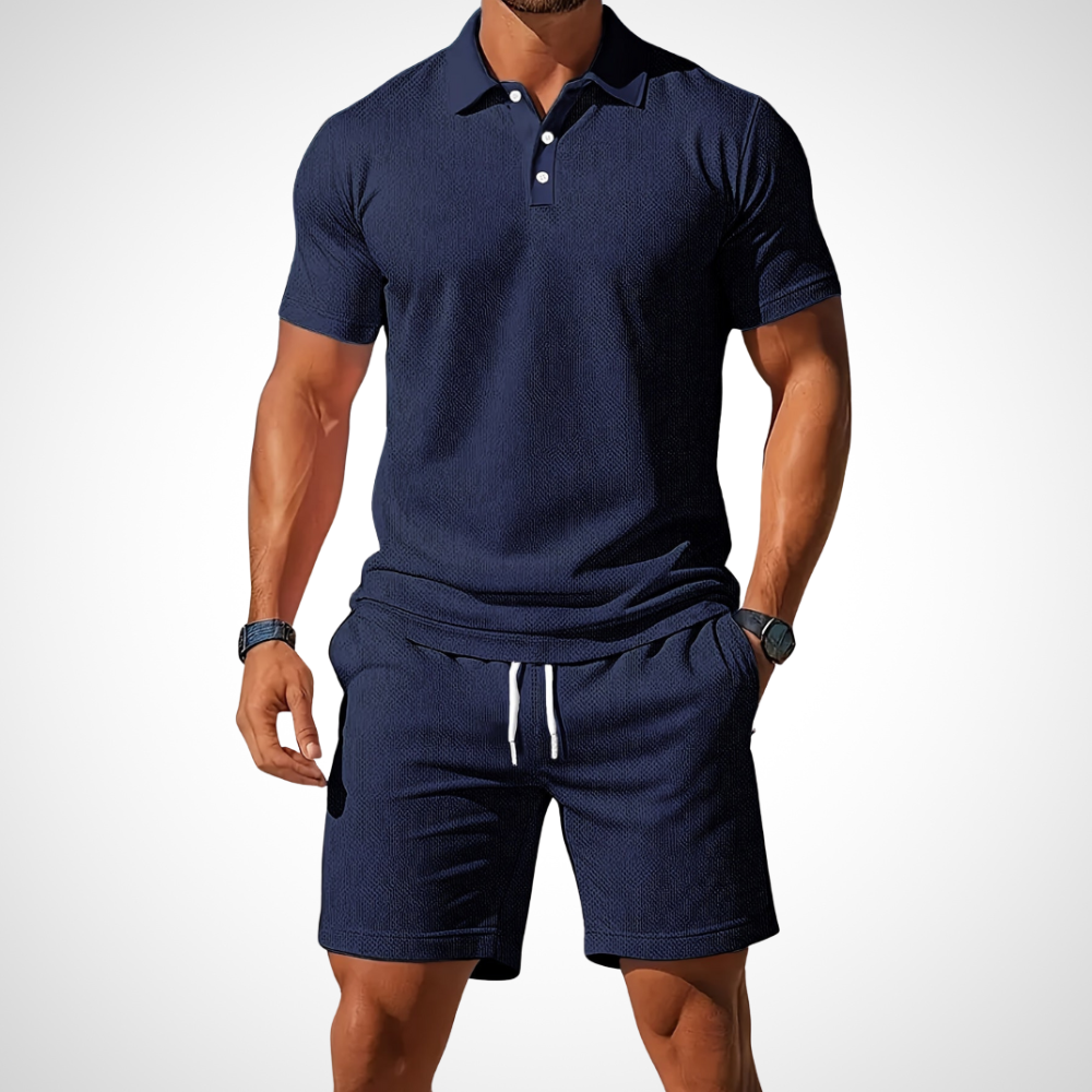 Men's Cotton Polo Shirt and Shorts Set – Casual Look for Warm Days