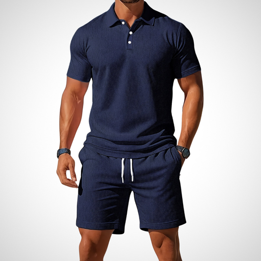 Men's Cotton Polo Shirt and Shorts Set – Casual Look for Warm Days