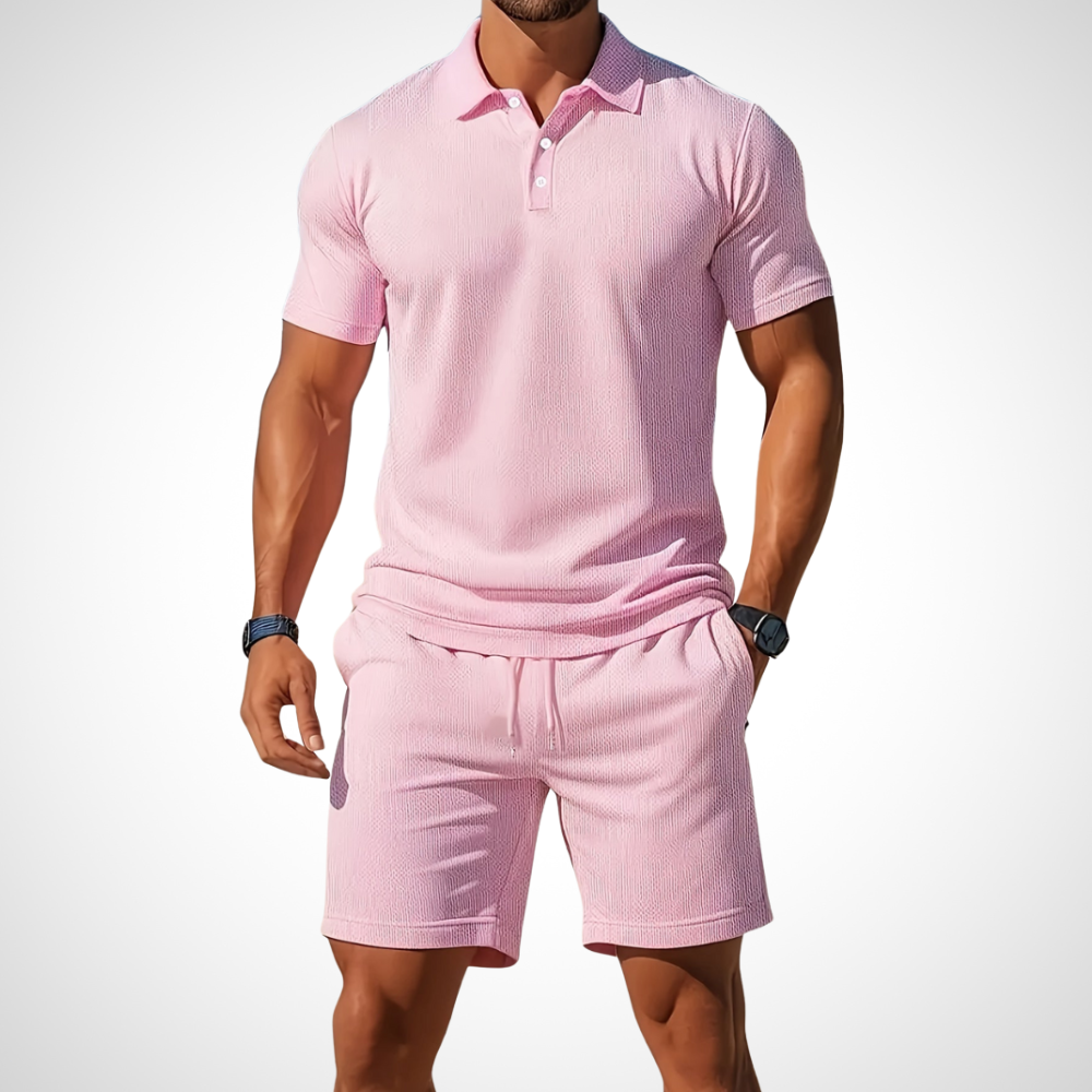 Men's Cotton Polo Shirt and Shorts Set – Casual Look for Warm Days