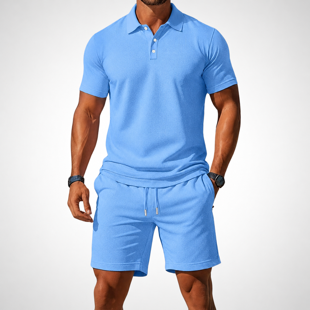 Men's Cotton Polo Shirt and Shorts Set – Casual Look for Warm Days