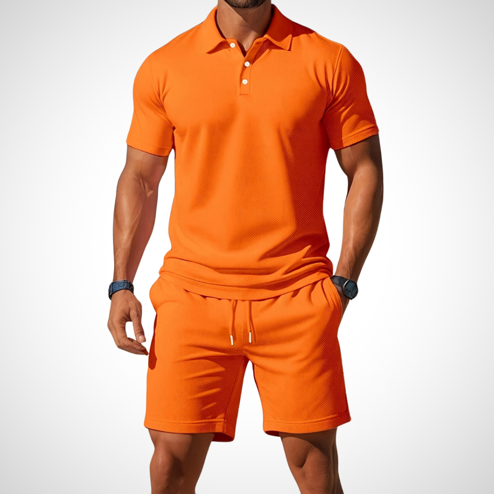Men's Cotton Polo Shirt and Shorts Set – Casual Look for Warm Days