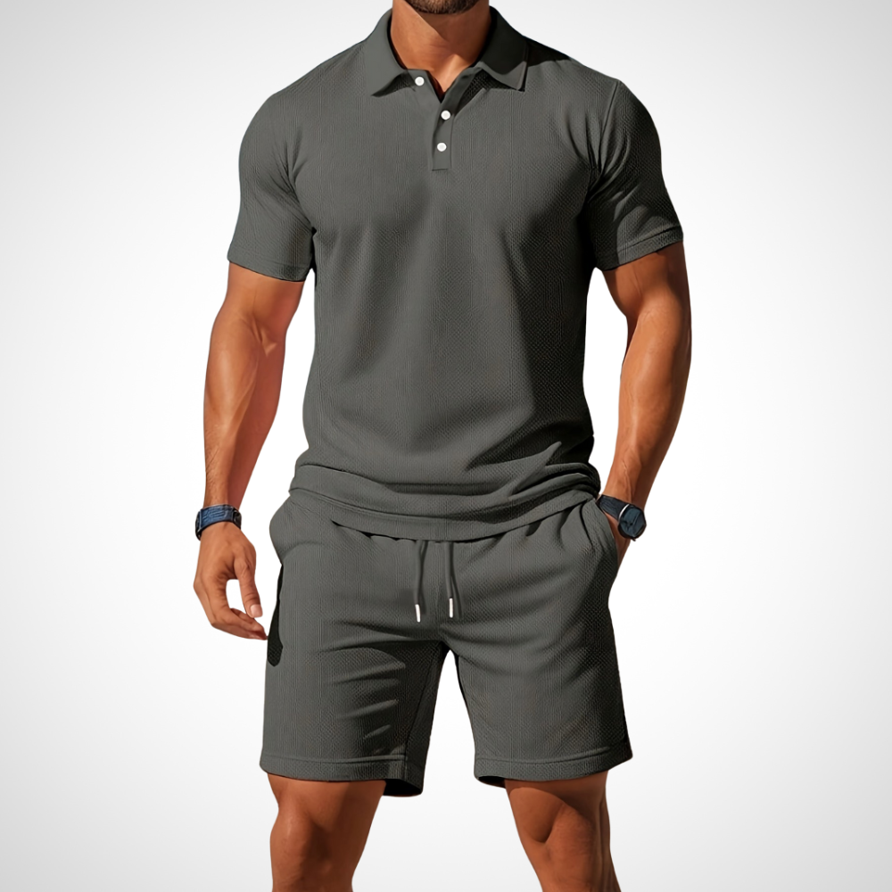 Men's Cotton Polo Shirt and Shorts Set – Casual Look for Warm Days