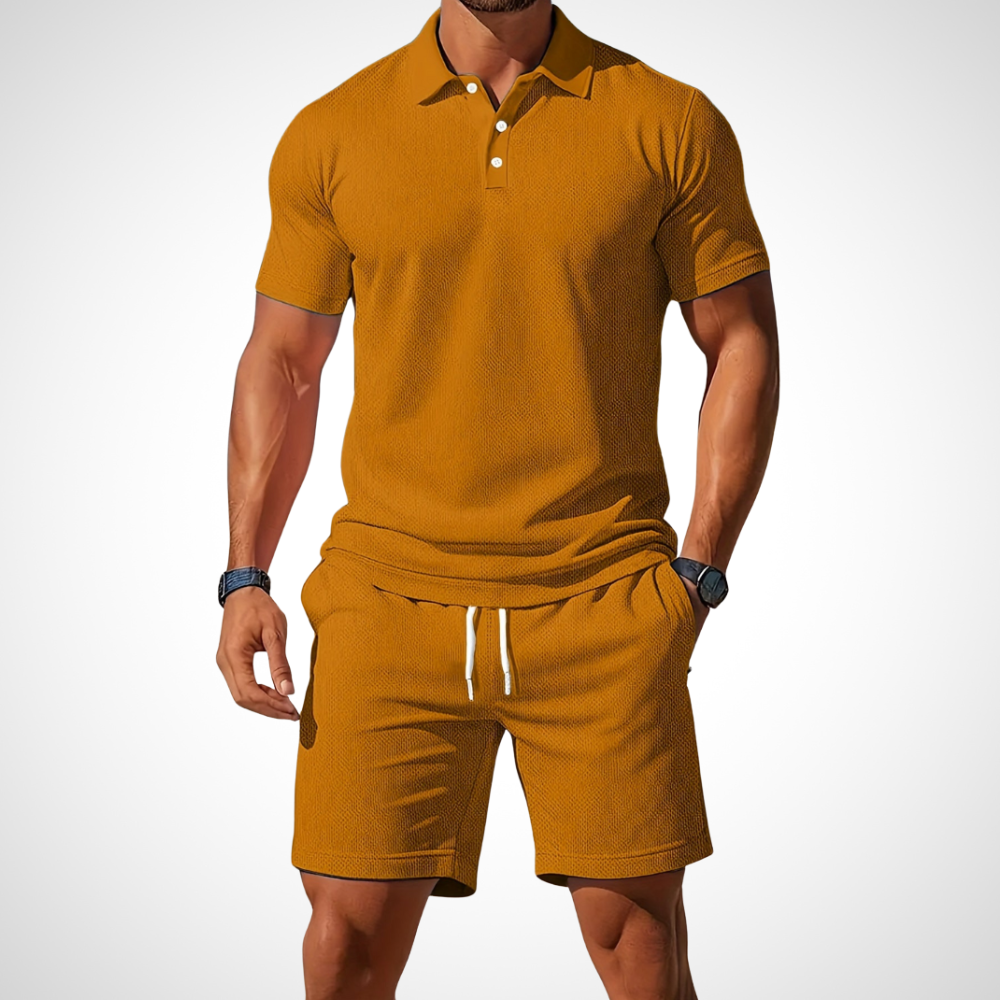 Men's Cotton Polo Shirt and Shorts Set – Casual Look for Warm Days