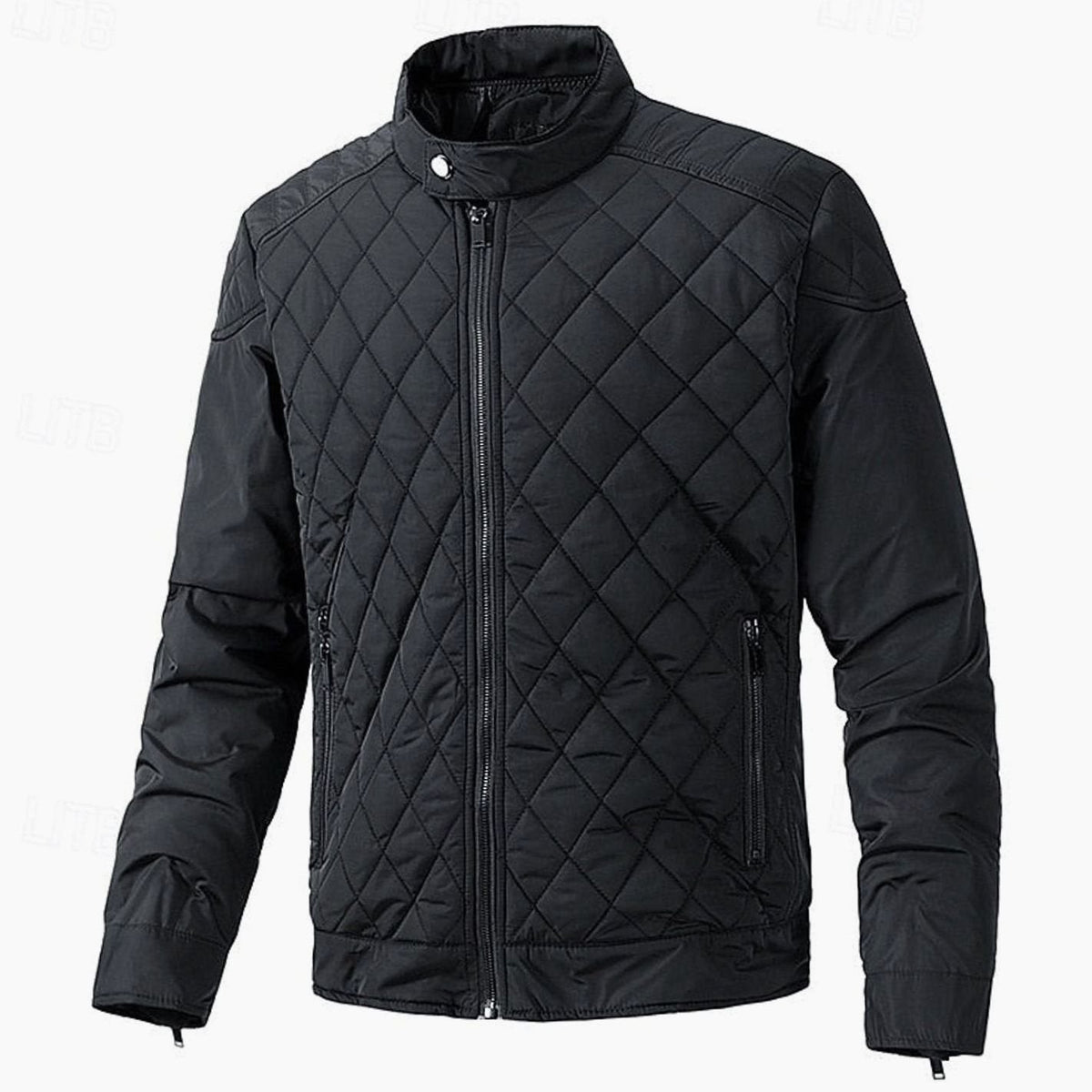 Men's Diamond-Quilted Stand-Collar Full-Zip Jacket