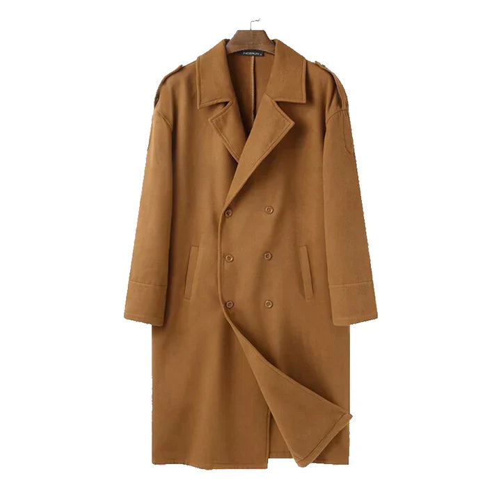 Men's Double-Breasted Long Coat