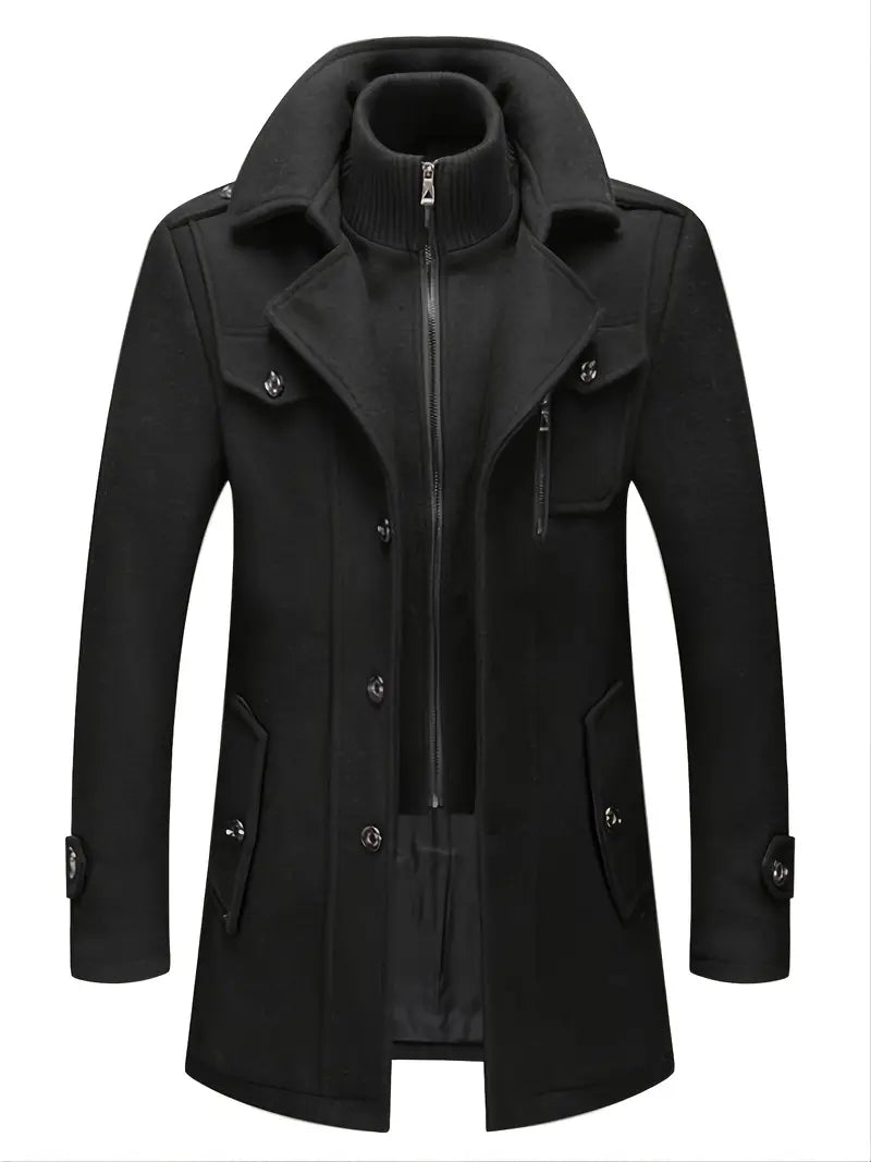 Men's Double-Breasted Military Overcoat