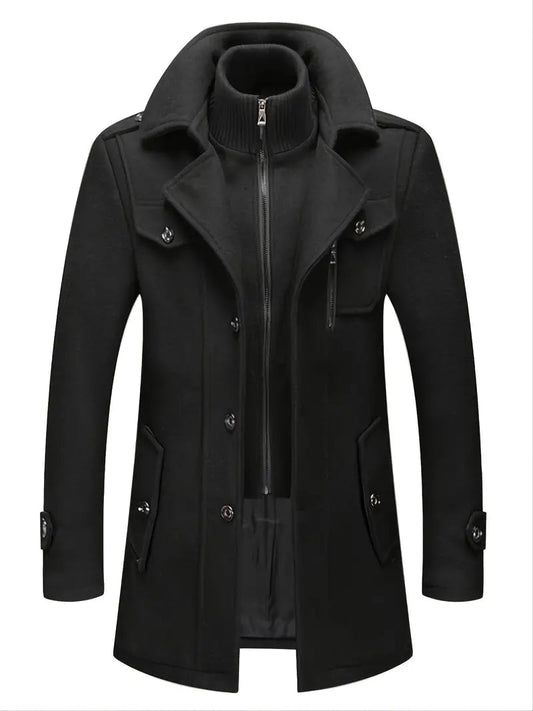 Men's Double-Breasted Military Overcoat