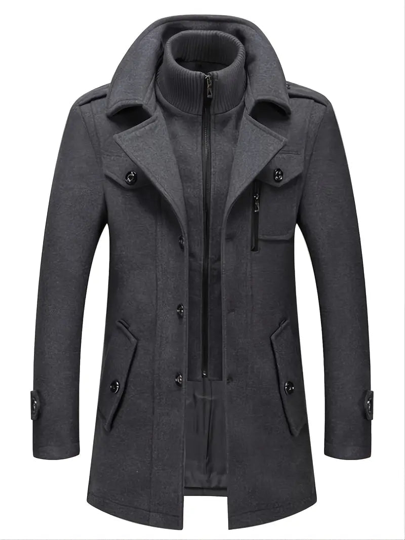 Men's Double-Breasted Military Overcoat
