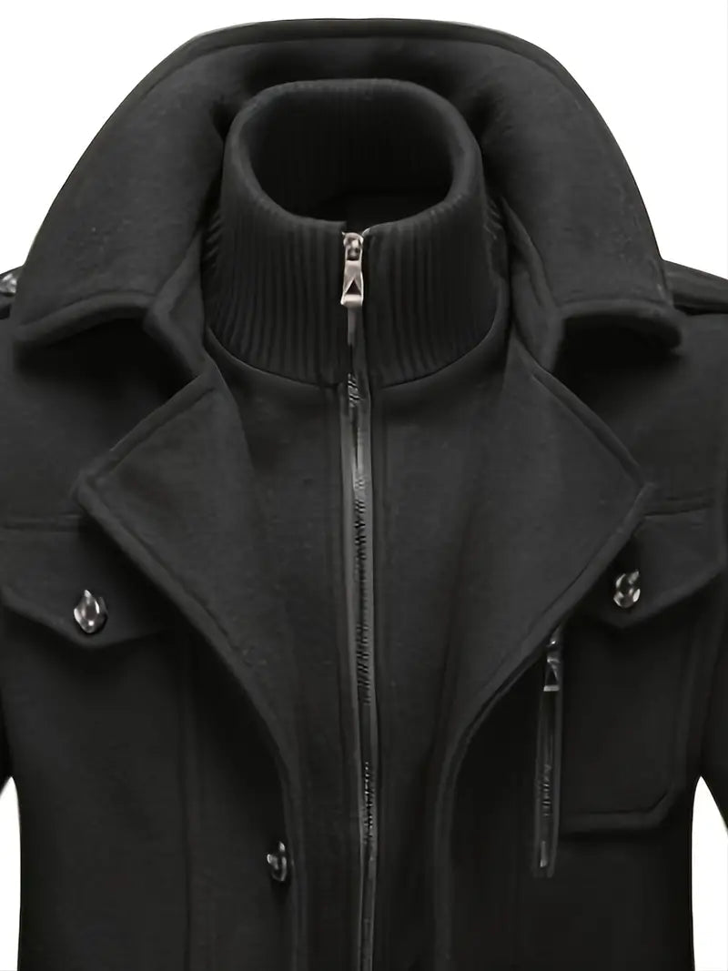 Men's Double-Breasted Military Overcoat
