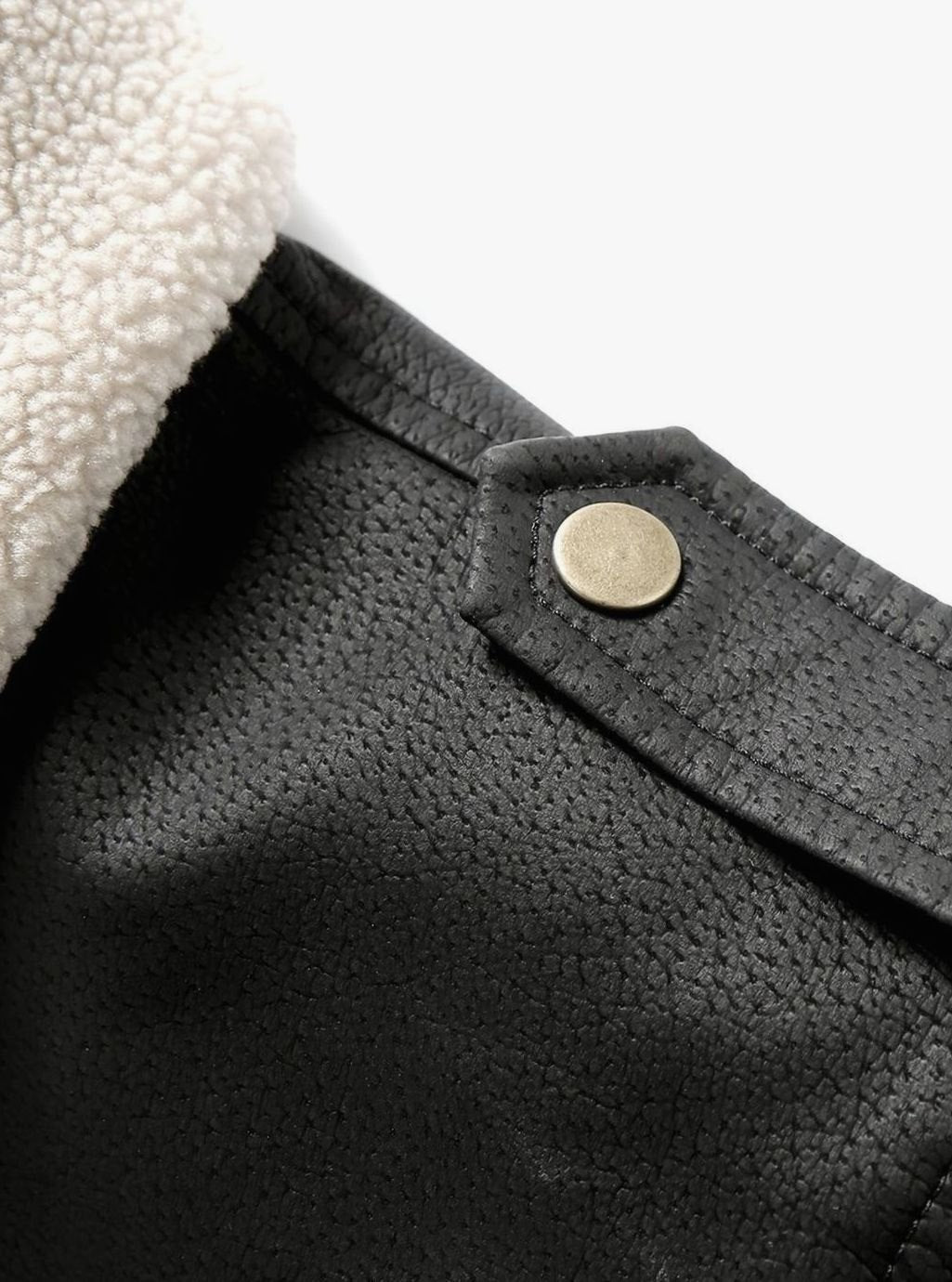 Men's Faux Leather Aviator Bomber Jacket with Sherpa Collar