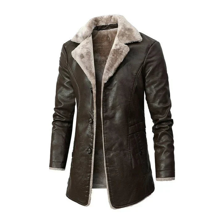 Men's Fur Collar Mid-Length Coat